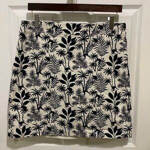 Talbots Tropical Monkey Floral Fun Women’s Skirt Size 10 Petite Cotton Spandex